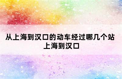 从上海到汉口的动车经过哪几个站 上海到汉口